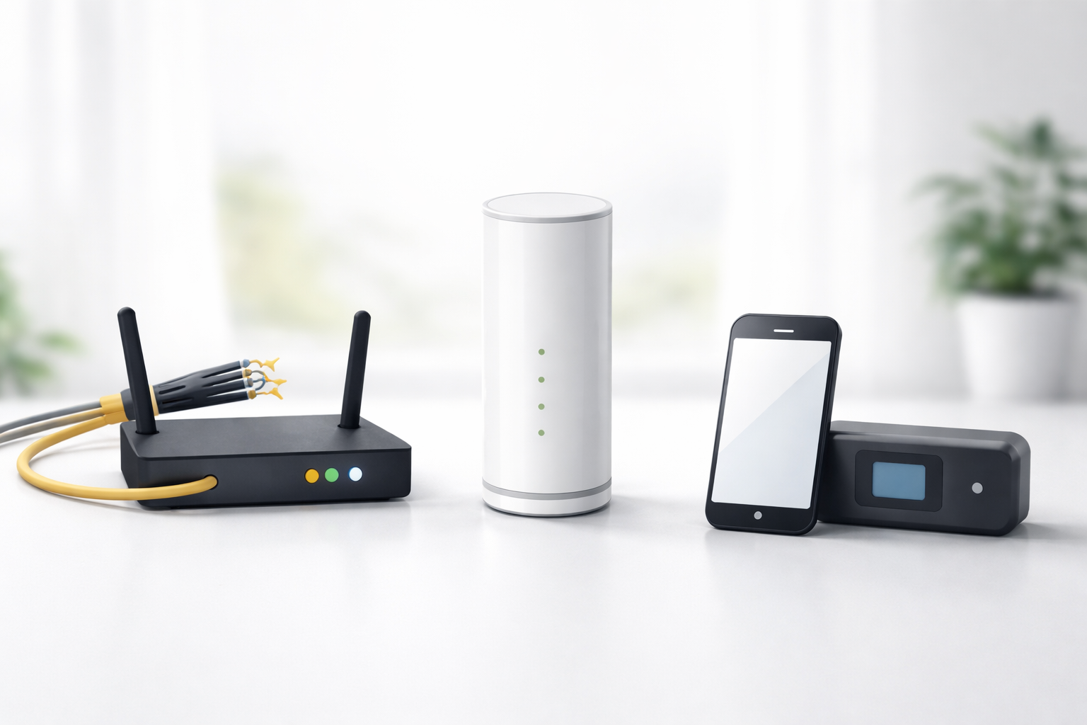光回線ルーターとホームルーター、モバイルWiFi端末