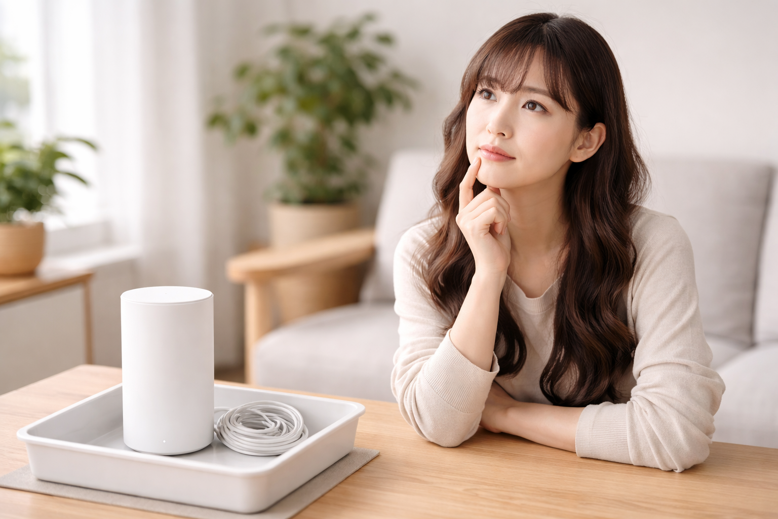 ホームルーター解約後の使い道を考える女性