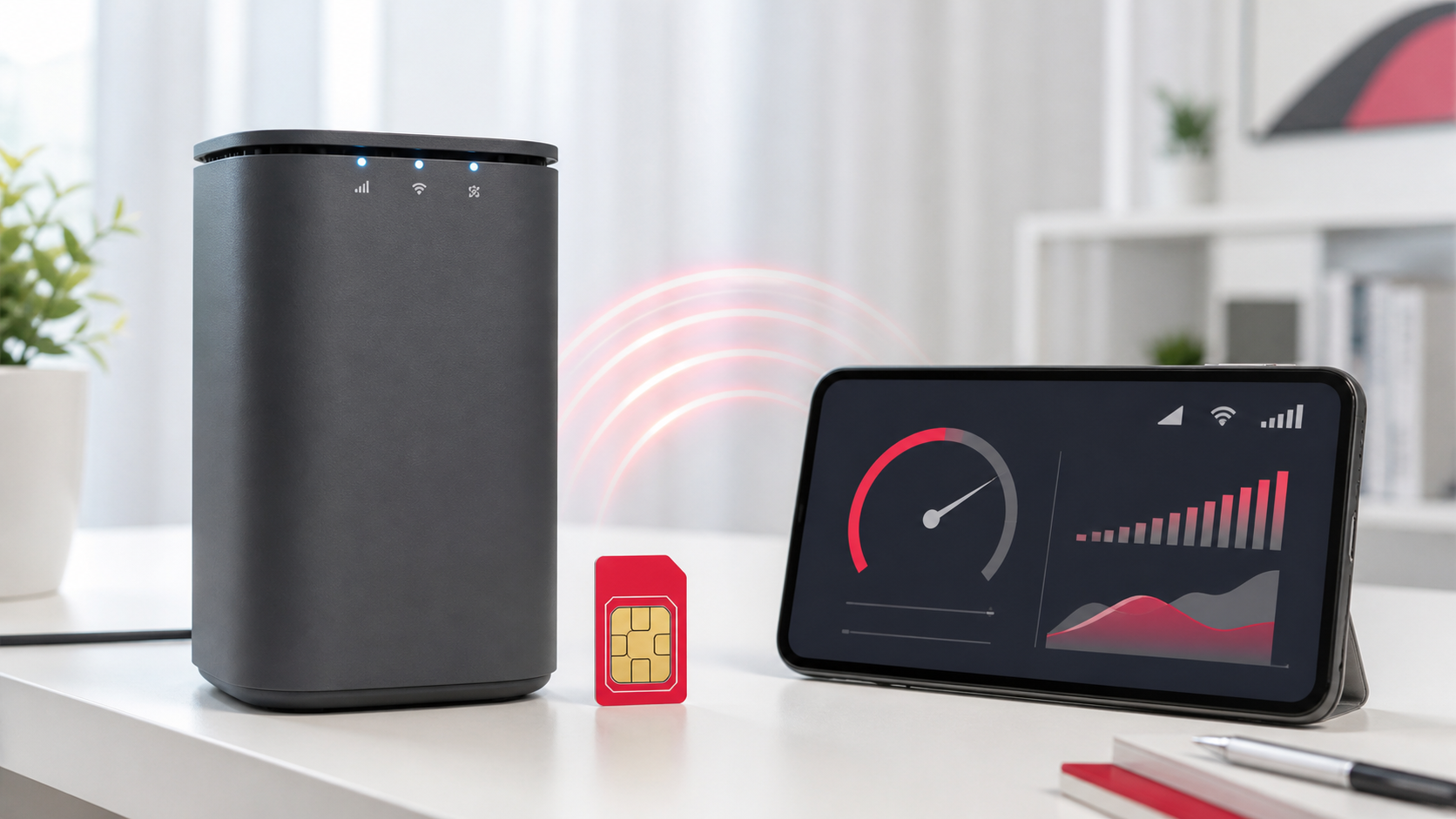 home 5G HR02と楽天モバイルSIMの速度を解説するイメージ