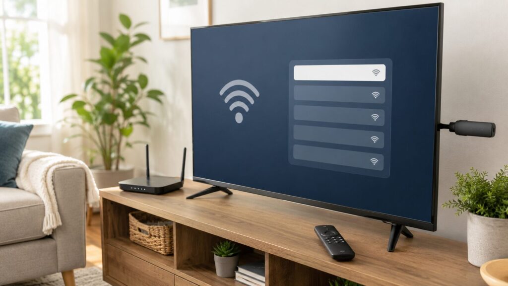 ファイヤースティックwifi設定を始めるテレビとルーターのイメージ