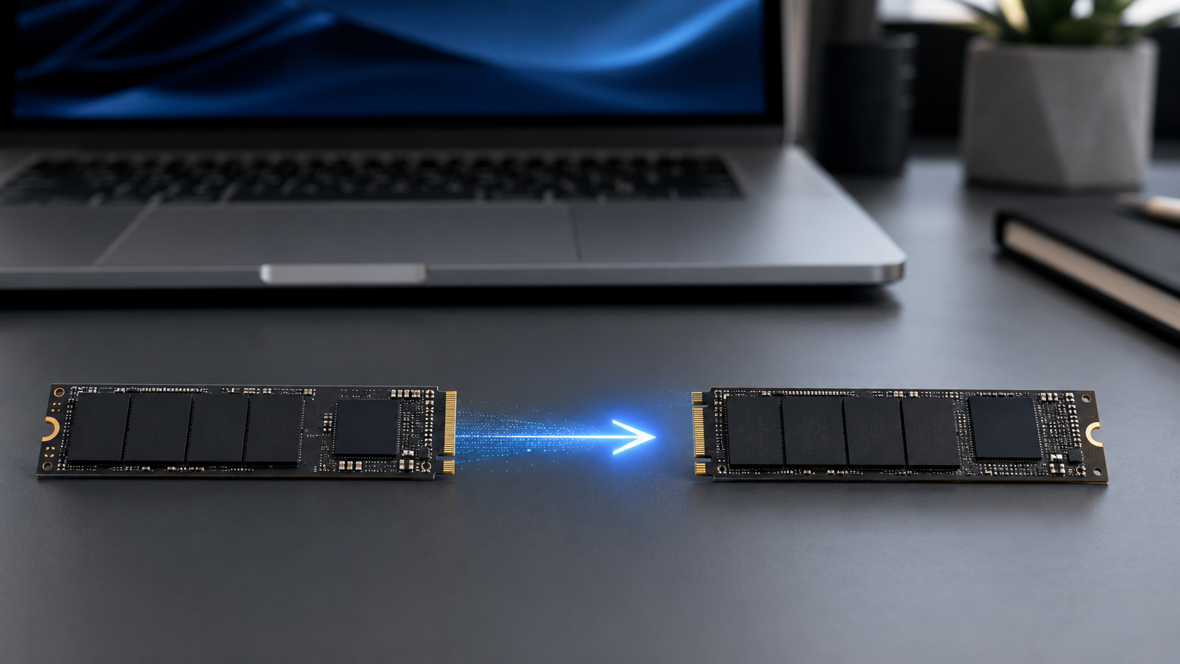 M.2 SSDをクローンして新しいSSDへデータ移行するイメージ