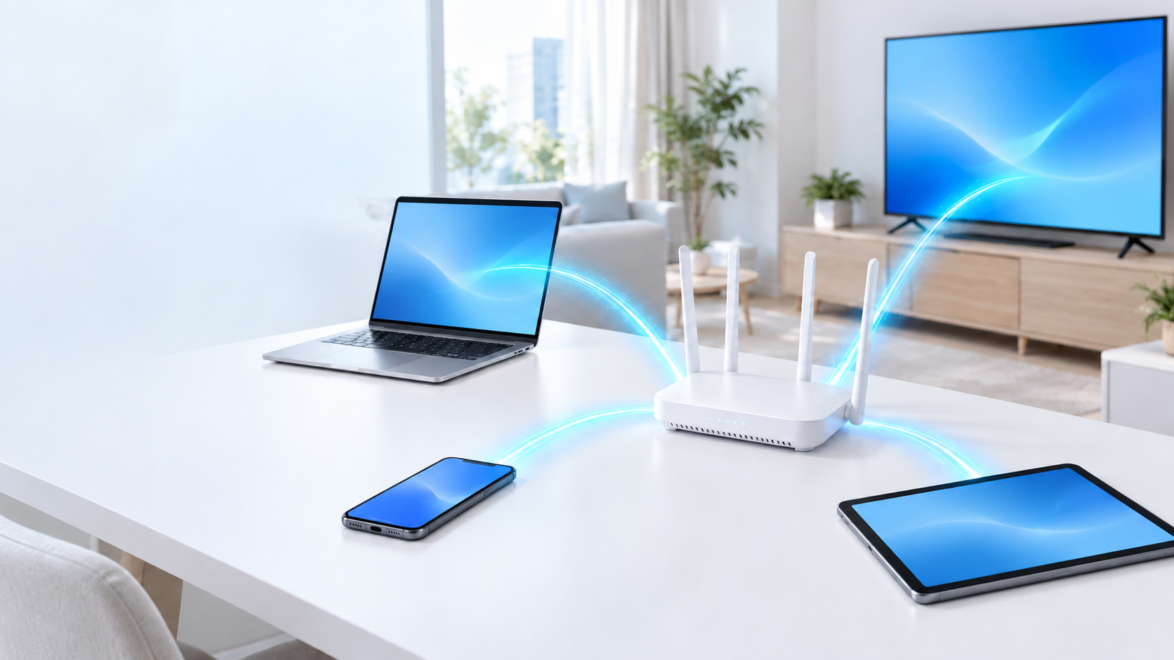 Wi-Fiルーターから複数の通信経路でスマートフォンやパソコンへ接続するストリーム数のイメージ